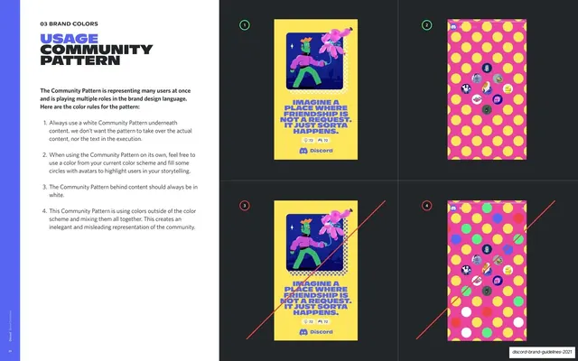 Community Pattern color rules, editorial, playful, vibrant