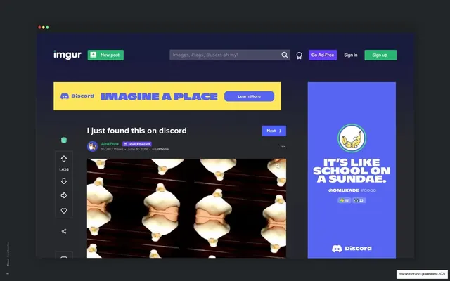 Imgur banner and right-rail placement