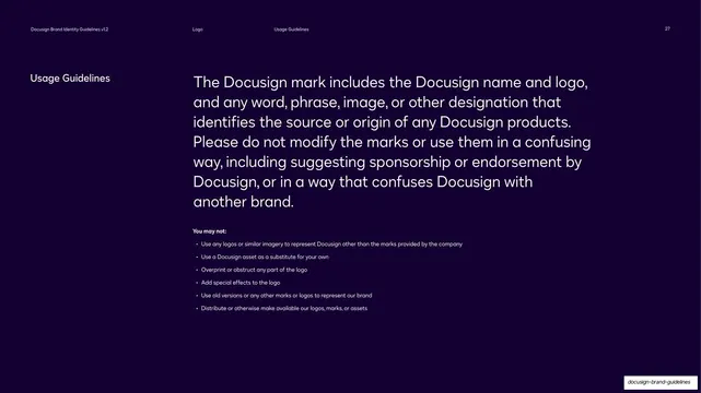 Docusign usage guidelines statement