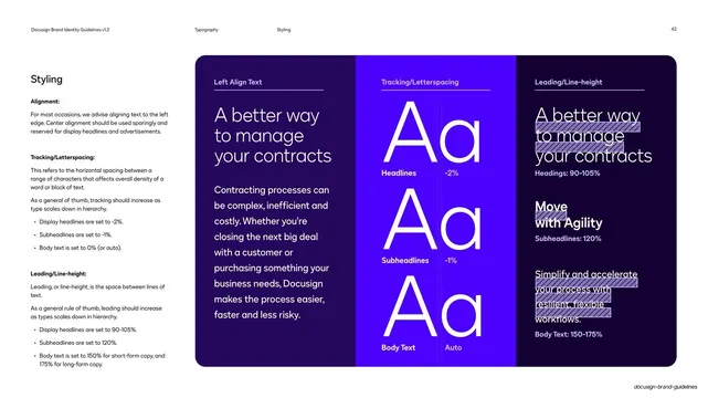 Type styling alignment tracking leading