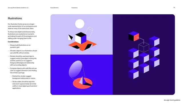 Docusign illustration system on isometric grid