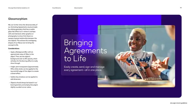Docusign glassmorphism over photography