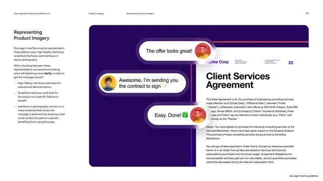Docusign representing product imagery