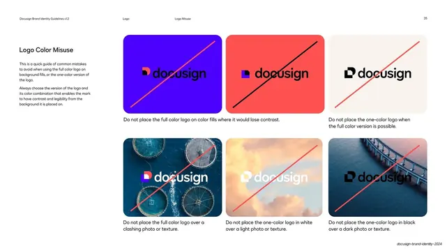 DocuSign logo color misuse grid