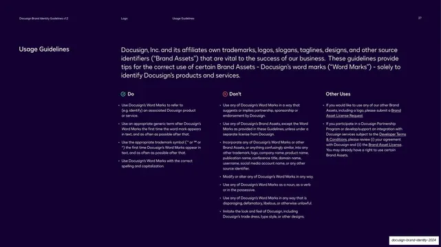 DocuSign brand name usage do and don't
