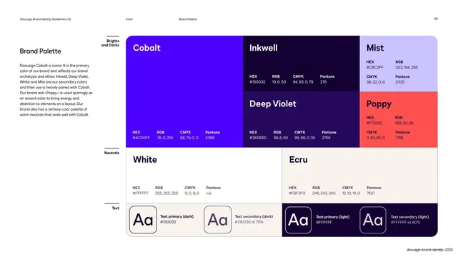 DocuSign brand palette swatches