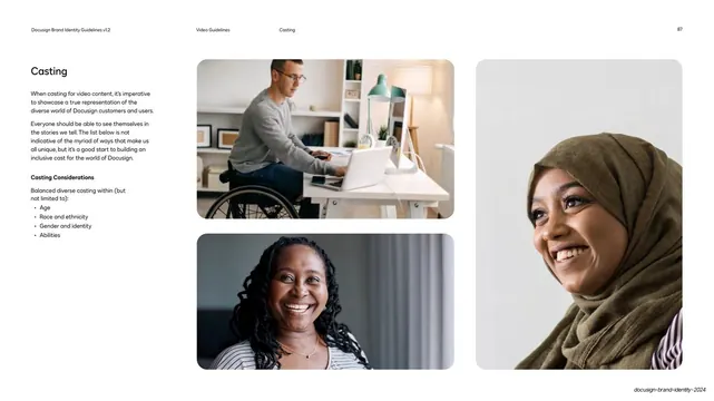 Inclusive casting photo page, editorial, minimal, light