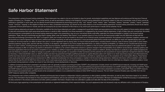 Safe Harbor disclaimer