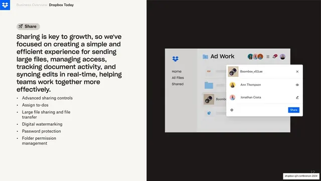 Share feature with access-controls UI
