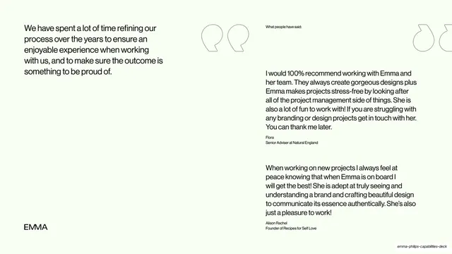 Client testimonials