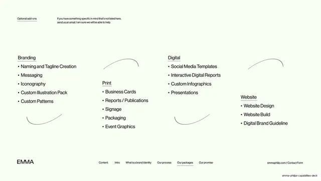Optional add-on services grid