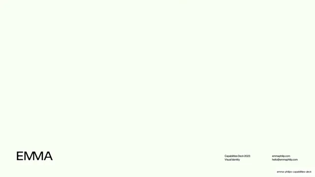 Emma Capabilities Deck 2023, editorial, minimal, light