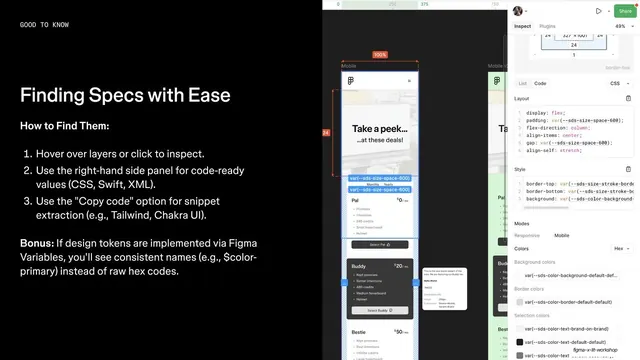 Finding Specs with Ease, numbered how-to over Dev Mode capture