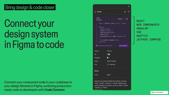 Connect your design system in Figma to code, Code Connect slide