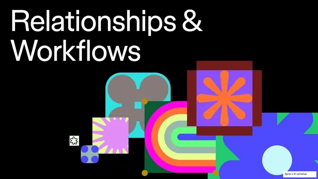 Relationships & Workflows, black section divider with shape cluster