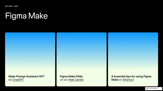 Figma Make resources three-card slide
