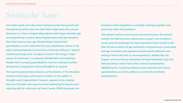 Setting the Stage two-column intro, editorial, minimal, light