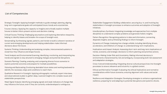 List of competencies appendix, editorial, minimal, light