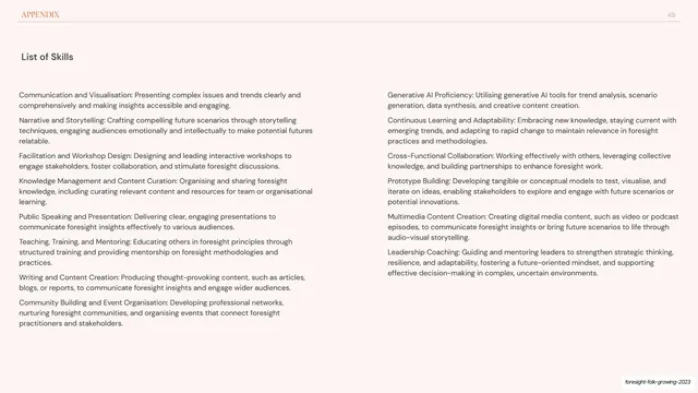 List of skills appendix, editorial, minimal, light