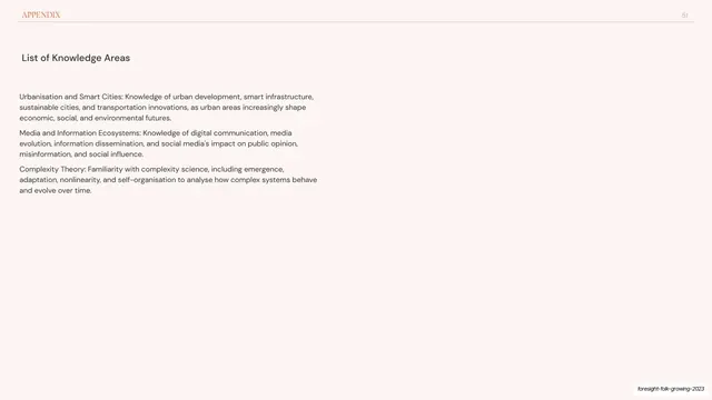 List of knowledge areas appendix (part 2), editorial, minimal, light