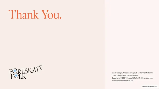 Foresight Folk thank you closing slide, editorial, minimal, light