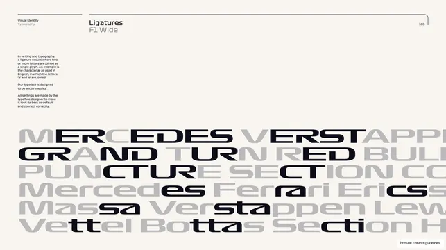 Ligatures in F1 Wide