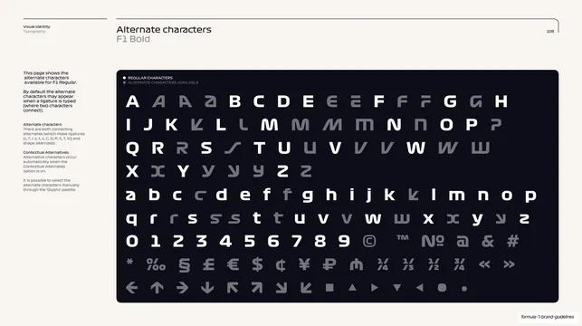 F1 Bold alternate characters