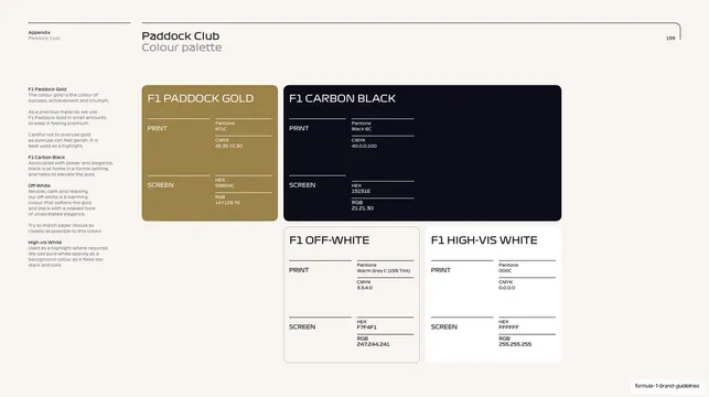 Paddock Club colour palette