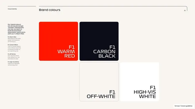 F1 brand colours swatch page