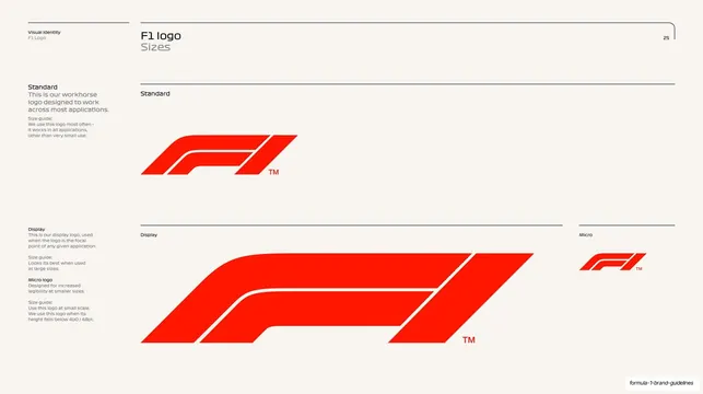 F1 logo sizes (Standard, Display, Micro)