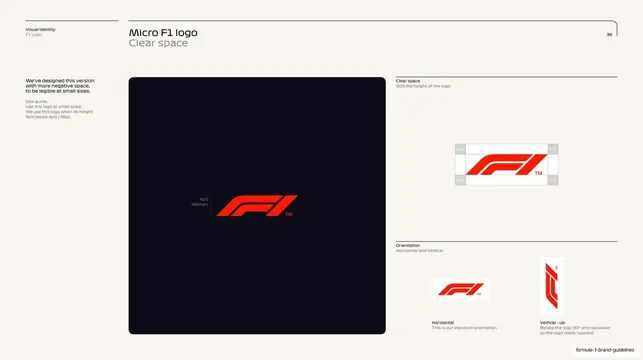 Micro F1 logo clear space and orientation