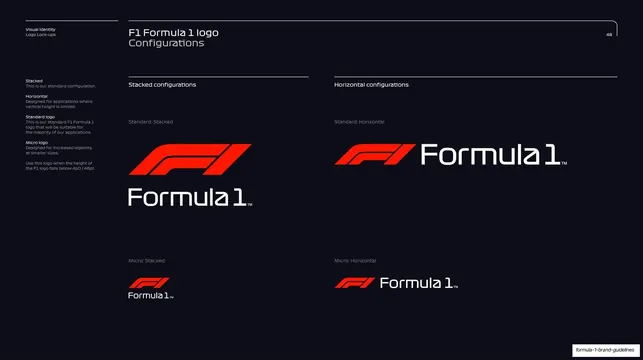 F1 Formula 1 logo configurations