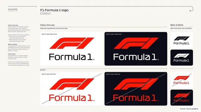 F1 Formula 1 logo colour lock-ups