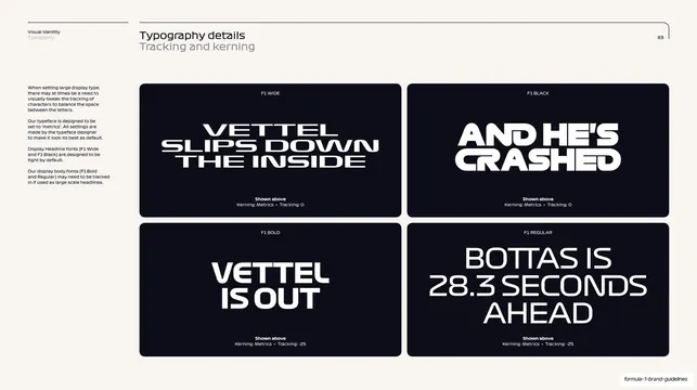Tracking and kerning settings