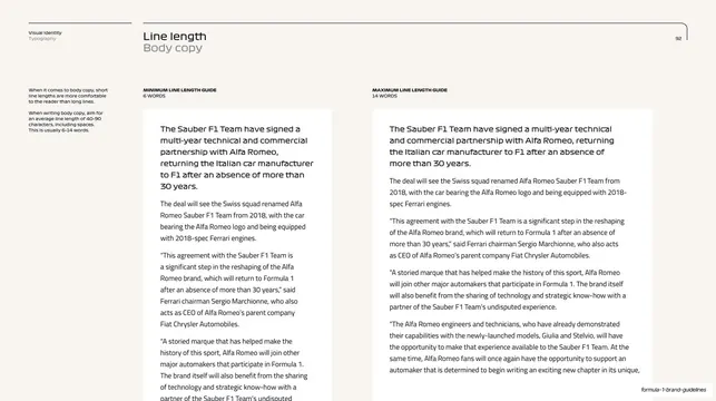 Line length, body copy