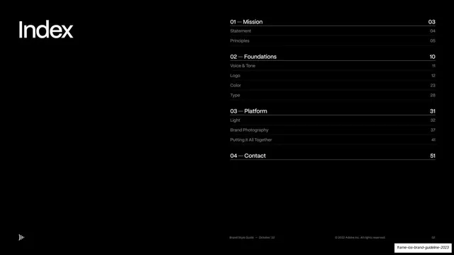 Index contents, dark-mode, minimal, dark