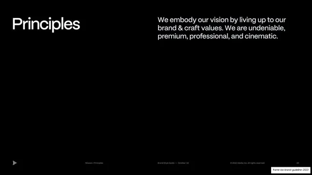 Principles statement, dark-mode, minimal, dark