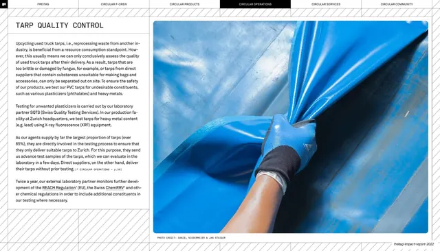 Tarp quality control photo spread
