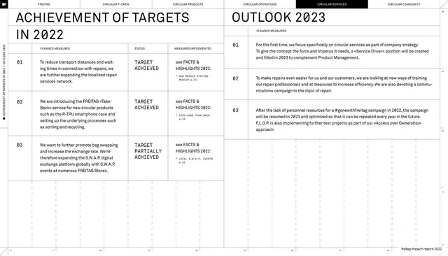 Achievement of targets and outlook (services)