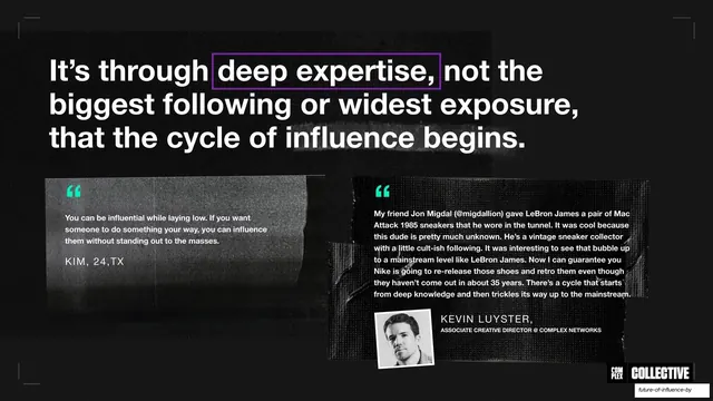 Deep expertise quote with testimonial cards
