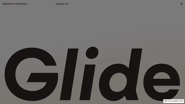 Glide Brand Guidelines 2025, minimal, swiss, dark