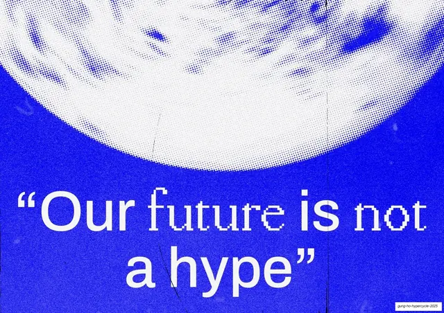 Our future is not a hype, halftone moon quote