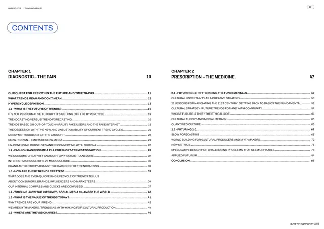 Contents, two-chapter index