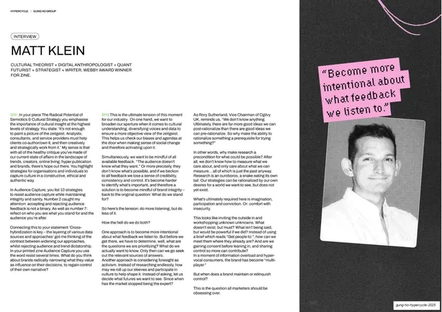 Matt Klein interview spread