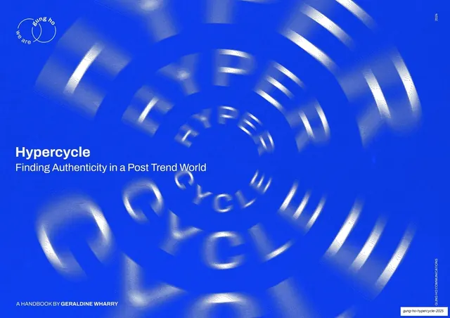 Gung Ho Hypercycle 2025 Trend Report, editorial, brutalist, high-contrast