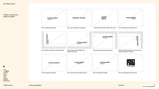 Tagline no-goes grid