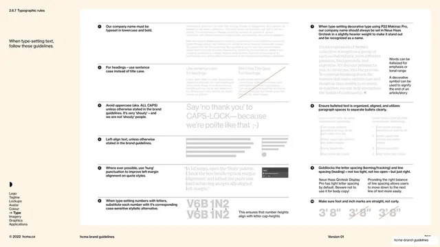 HCMA typographic rules