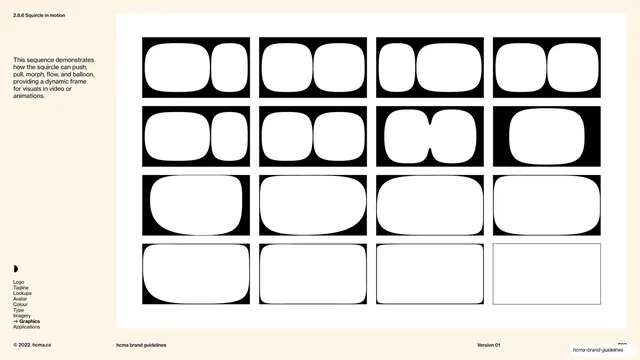 Squircle in motion states grid, editorial, minimal, light