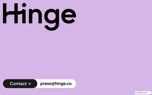 Hinge closing wordmark and press contact