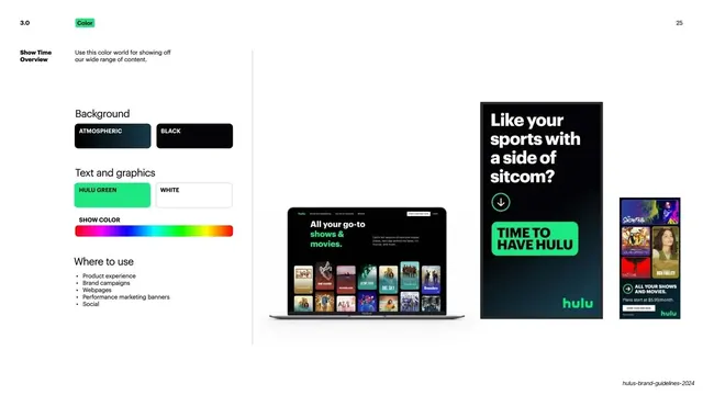 Hulu Show Time color world overview, minimal, swiss, light
